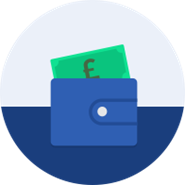 wallet with money coming out graphic