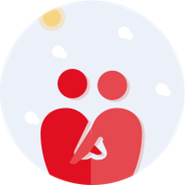 couple hugging joint account red icon